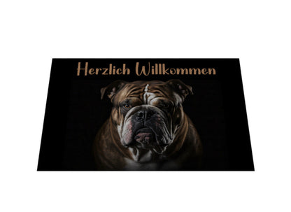 Fußmatte "English Bulldog - Herzlich Willkommen" – hunde-shirt.de
