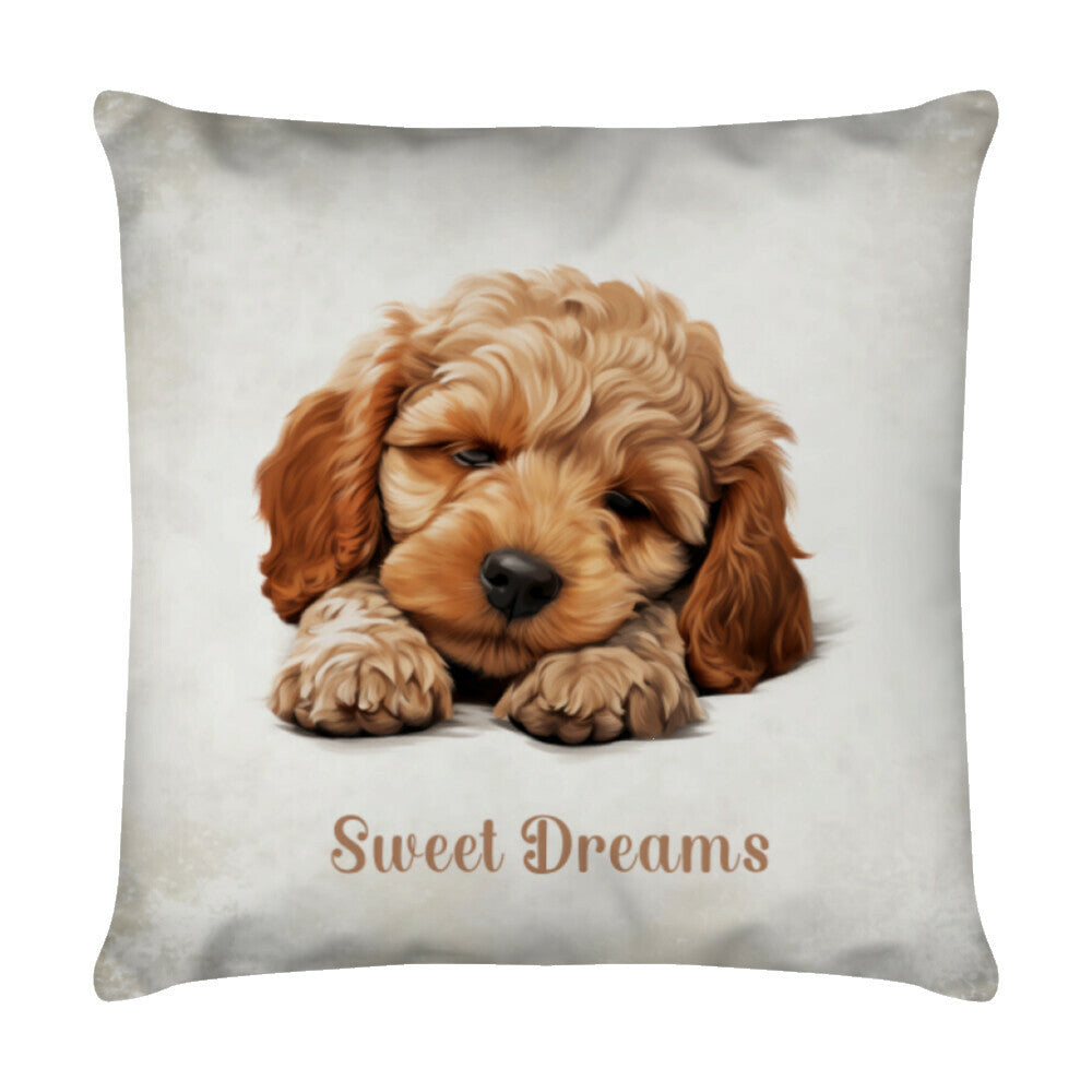 Kissen "Cockapoo - Sweet Dreams" Weiß – hunde-shirt.de