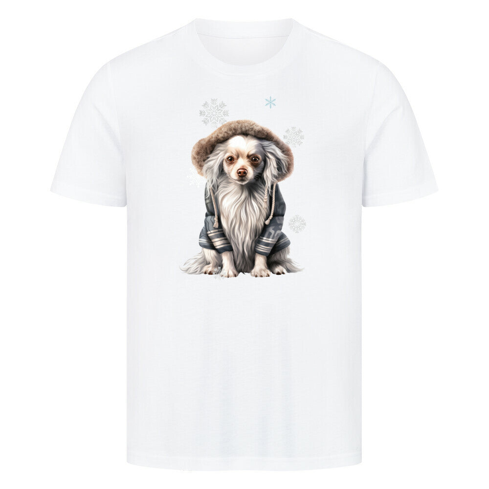 Premium T-Shirt "Chinese Crested Winter" Weiß – hunde-shirt.de