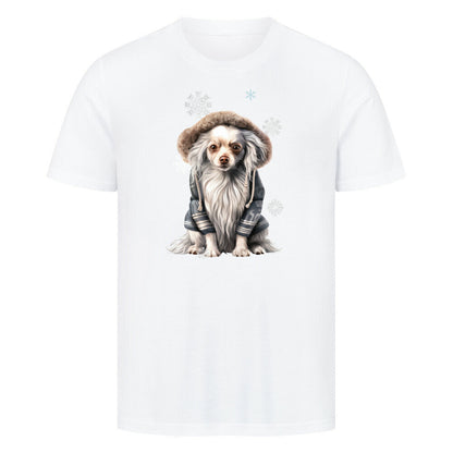 Premium T-Shirt "Chinese Crested Winter" Weiß – hunde-shirt.de