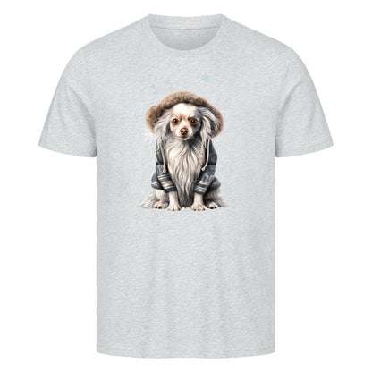 Premium T-Shirt "Chinese Crested Winter" Heather Grey – hunde-shirt.de