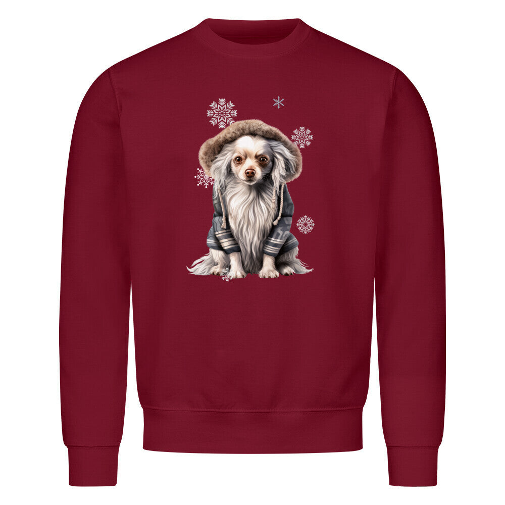 Premium Sweatshirt "Chinese Crested Winter" Burgunder – hunde-shirt.de