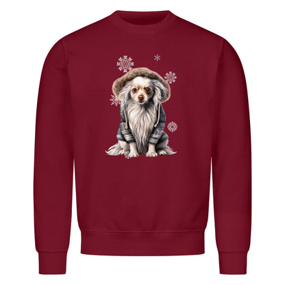 Premium Sweatshirt "Chinese Crested Winter" Burgunder – hunde-shirt.de