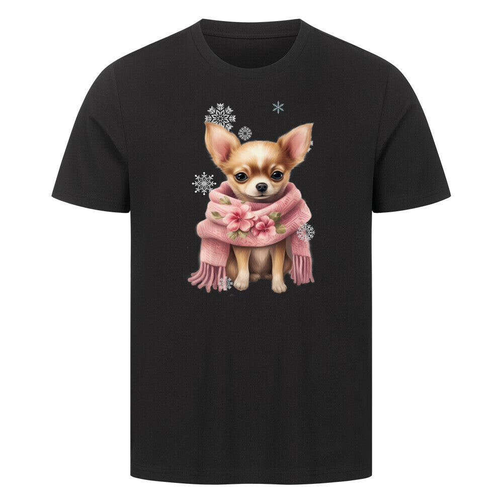 Premium T-Shirt "Chihuahua Wintermädchen" Schwarz – hunde-shirt.de