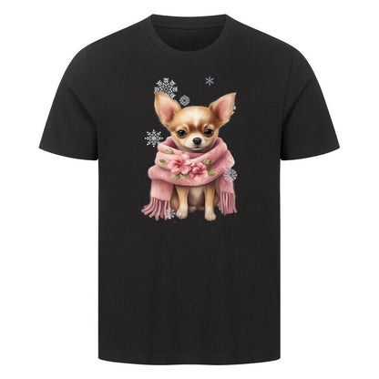 Premium T-Shirt "Chihuahua Wintermädchen" Schwarz – hunde-shirt.de