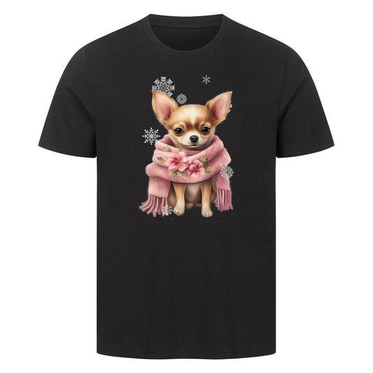 Premium T-Shirt "Chihuahua Wintermädchen" Schwarz – hunde-shirt.de