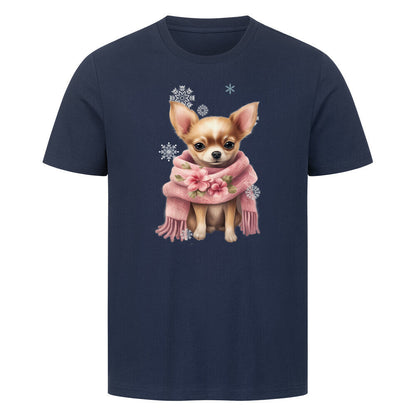 Premium T-Shirt "Chihuahua Wintermädchen" French Navy – hunde-shirt.de