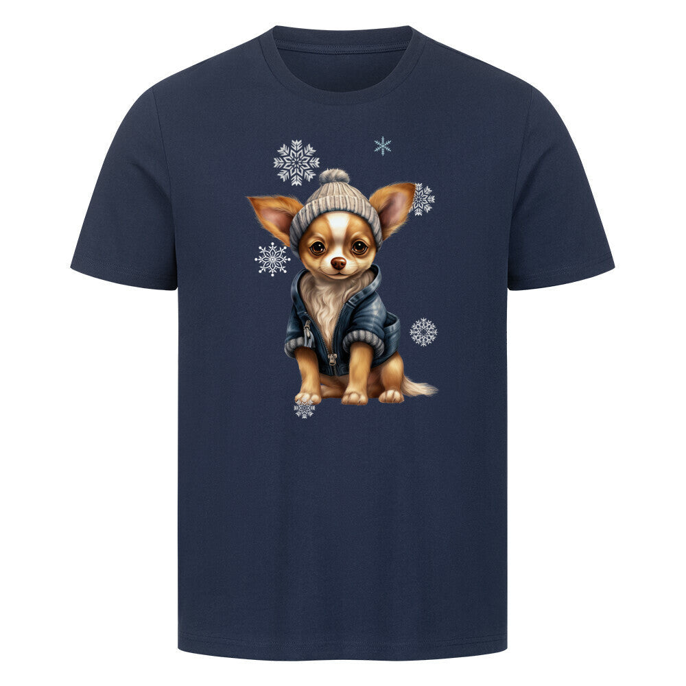 Premium T-Shirt "Chihuahua Winterbub" French Navy – hunde-shirt.de