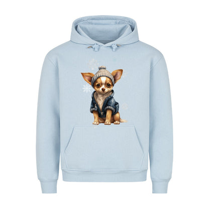 Premium Hoodie "Chihuahua Winterbub" Babyblau – hunde-shirt.de