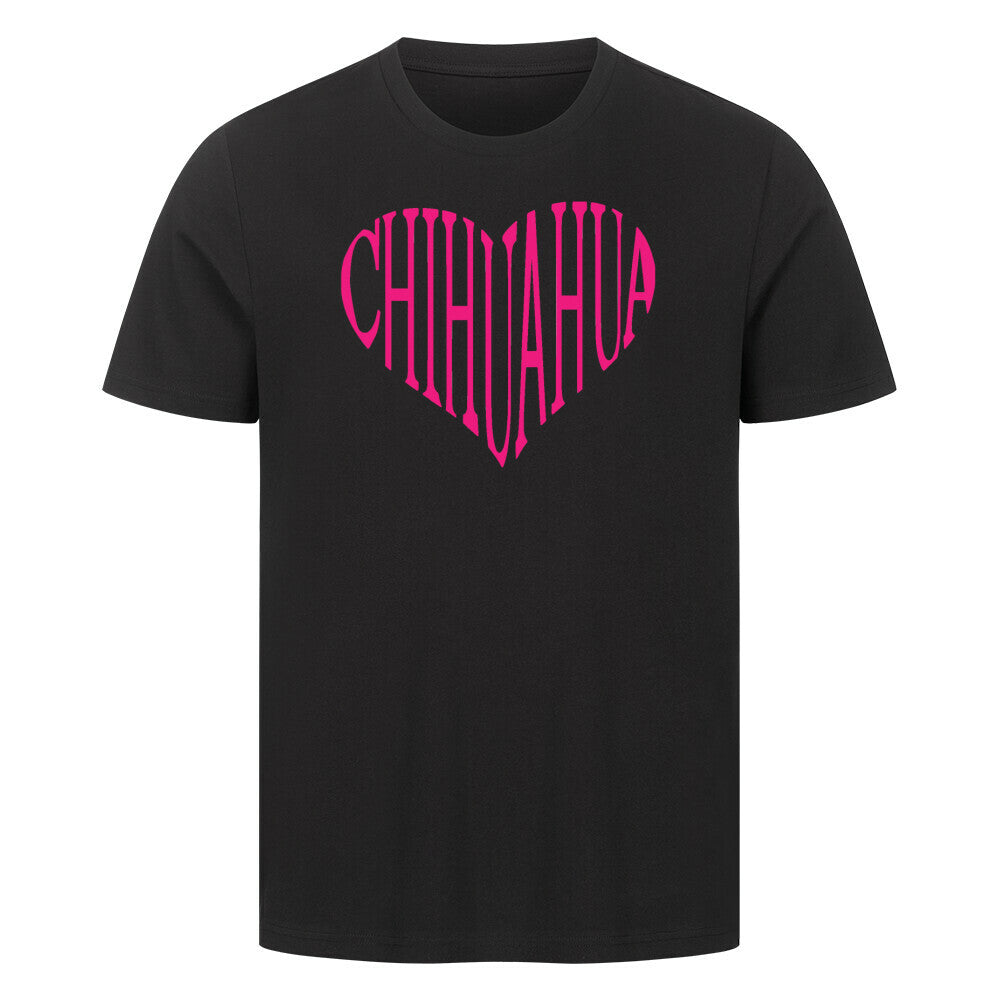 Premium T-Shirt "Chihuahua pink HEART" Schwarz – hunde-shirt.de