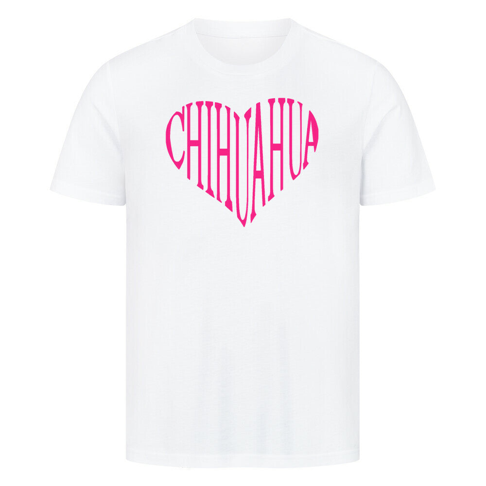 Premium T-Shirt "Chihuahua pink HEART" Weiß – hunde-shirt.de