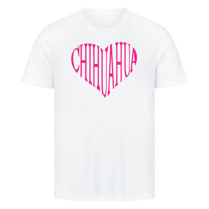 Premium T-Shirt "Chihuahua pink HEART" Weiß – hunde-shirt.de
