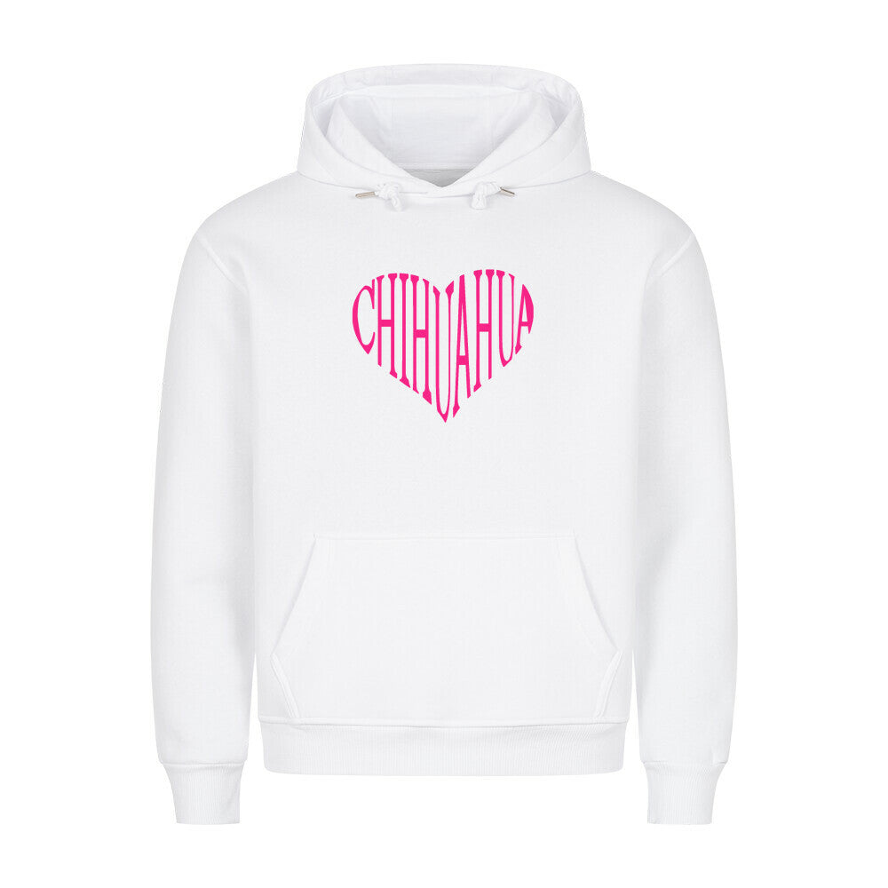Premium Hoodie "Chihuahua pink HEART" Weiß – hunde-shirt.de