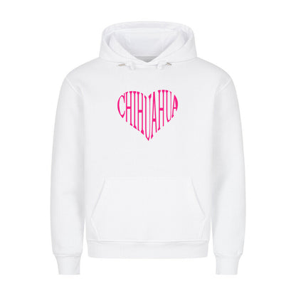 Premium Hoodie "Chihuahua pink HEART" Weiß – hunde-shirt.de