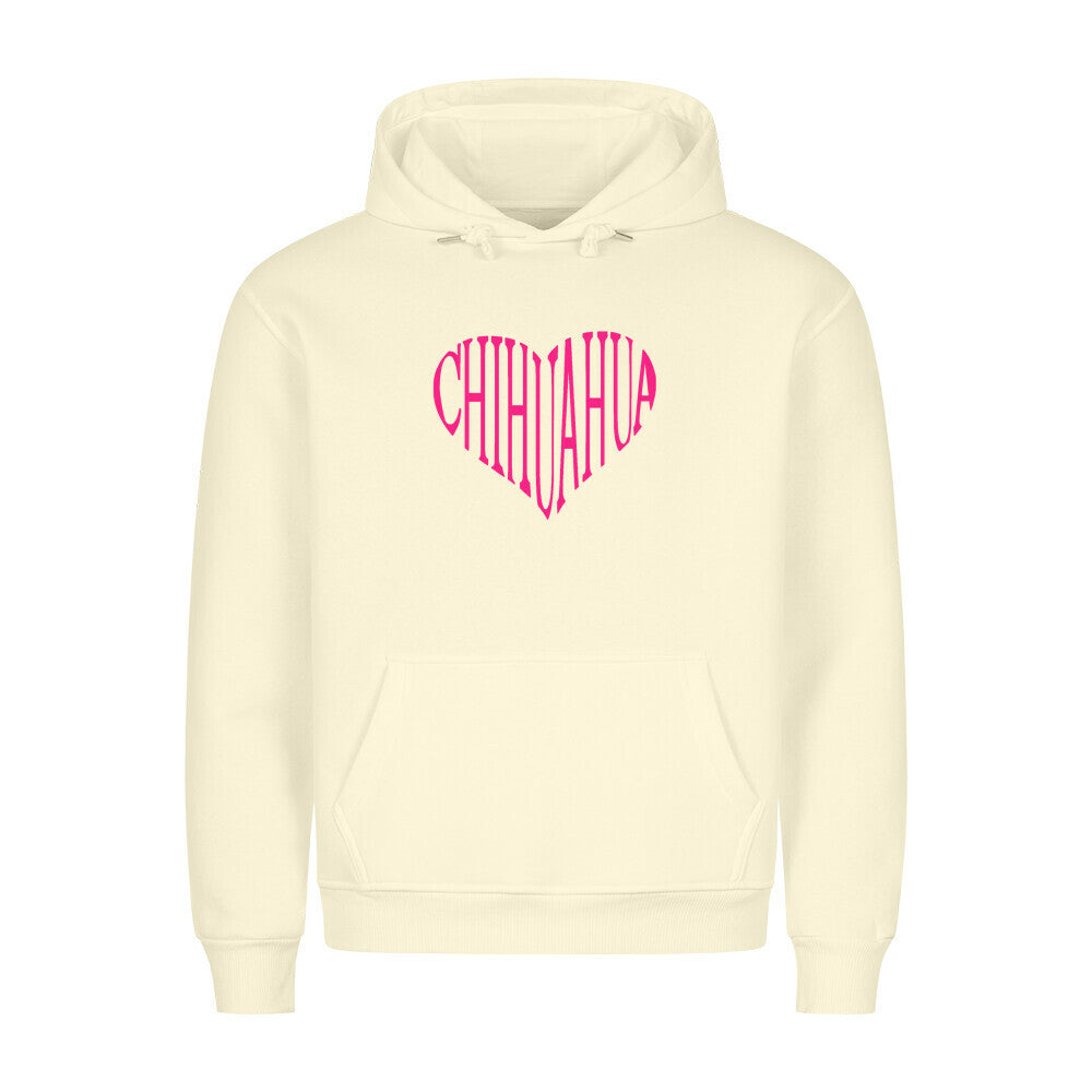 Premium Hoodie "Chihuahua pink HEART" Beige – hunde-shirt.de