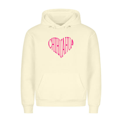 Premium Hoodie "Chihuahua pink HEART" Beige – hunde-shirt.de
