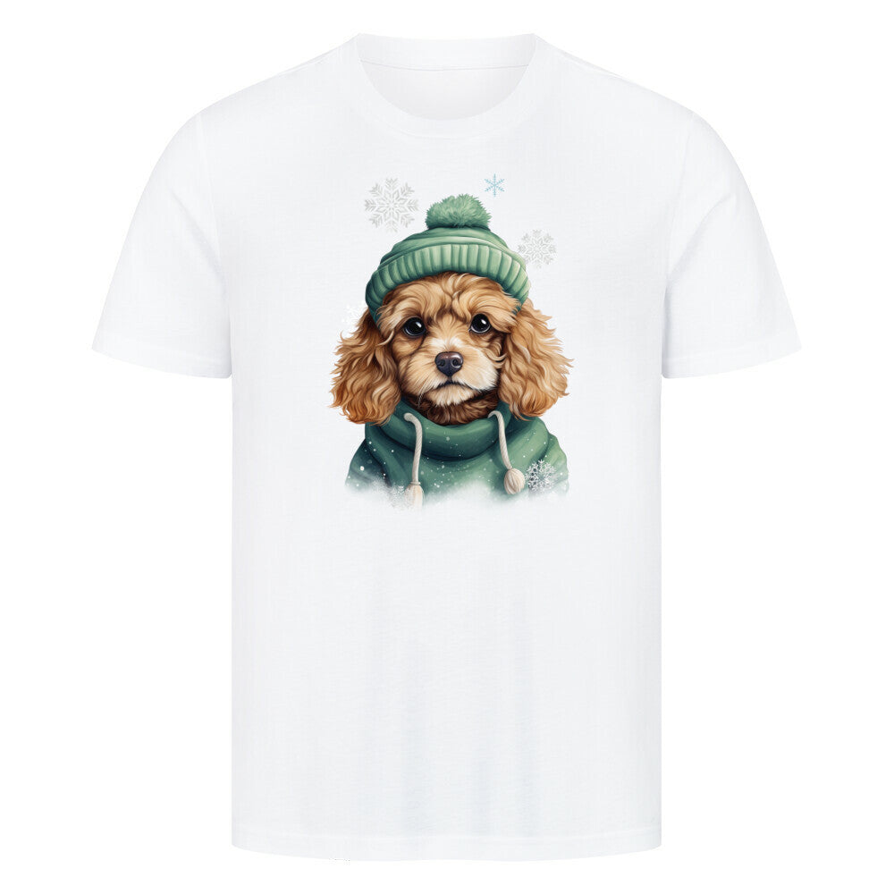 Premium T-Shirt "Cavapoo Winter" Weiß – hunde-shirt.de