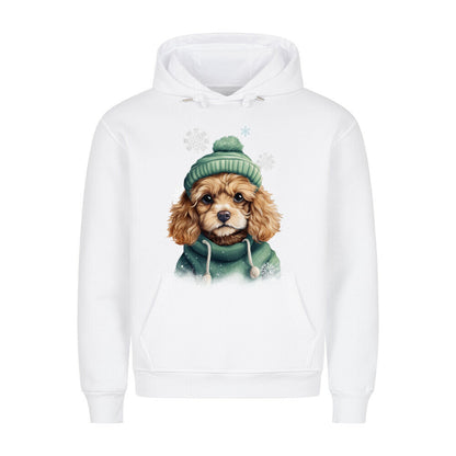 Premium Hoodie "Cavapoo Winter" Weiß – hunde-shirt.de