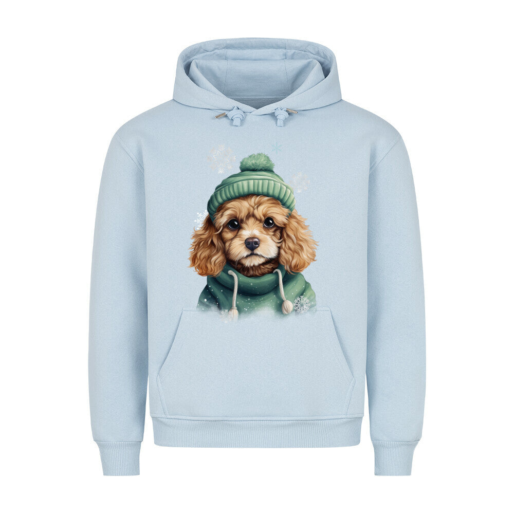 Premium Hoodie "Cavapoo Winter" Babyblau – hunde-shirt.de