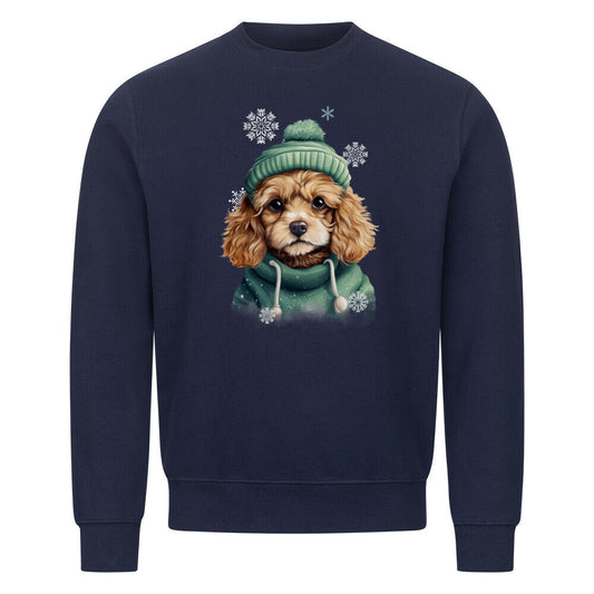Premium Sweatshirt "Cavapoo Winter" Navy Blue – hunde-shirt.de