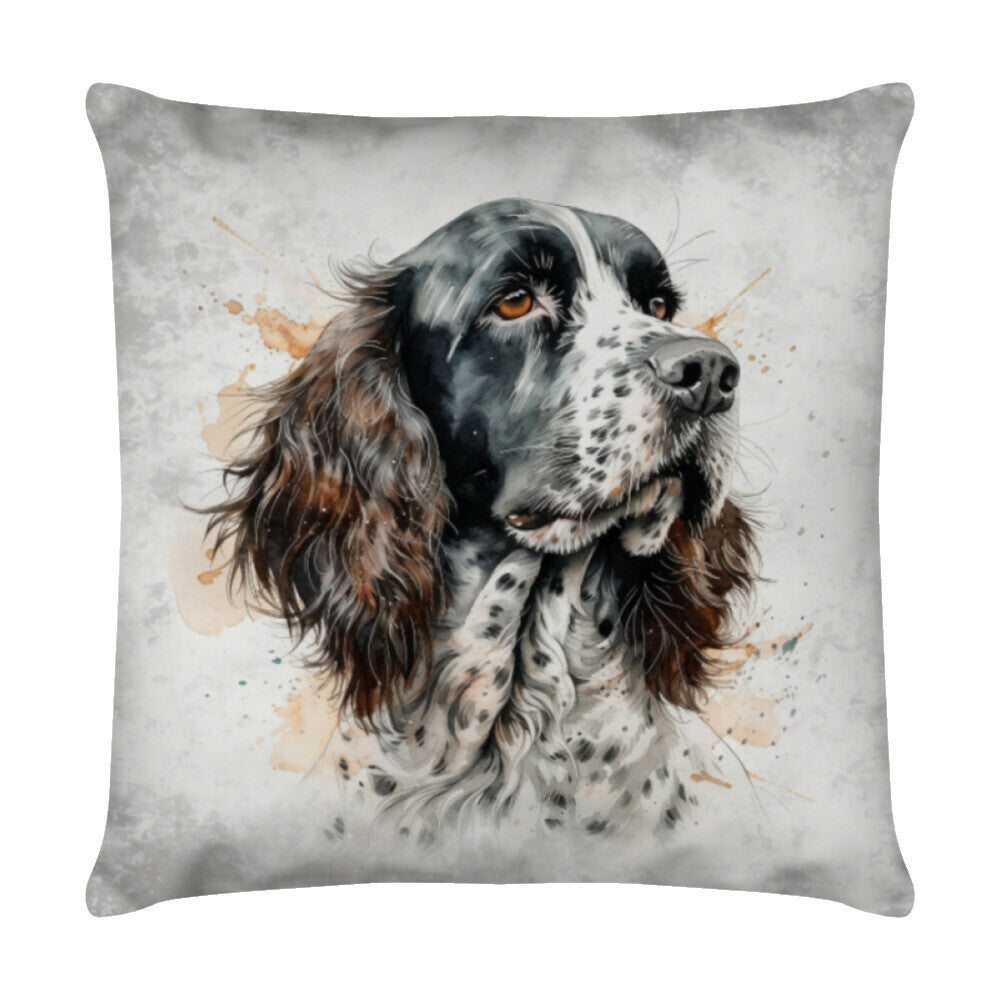 Kissen "Springer Spaniel - Grau" Weiß – hunde-shirt.de