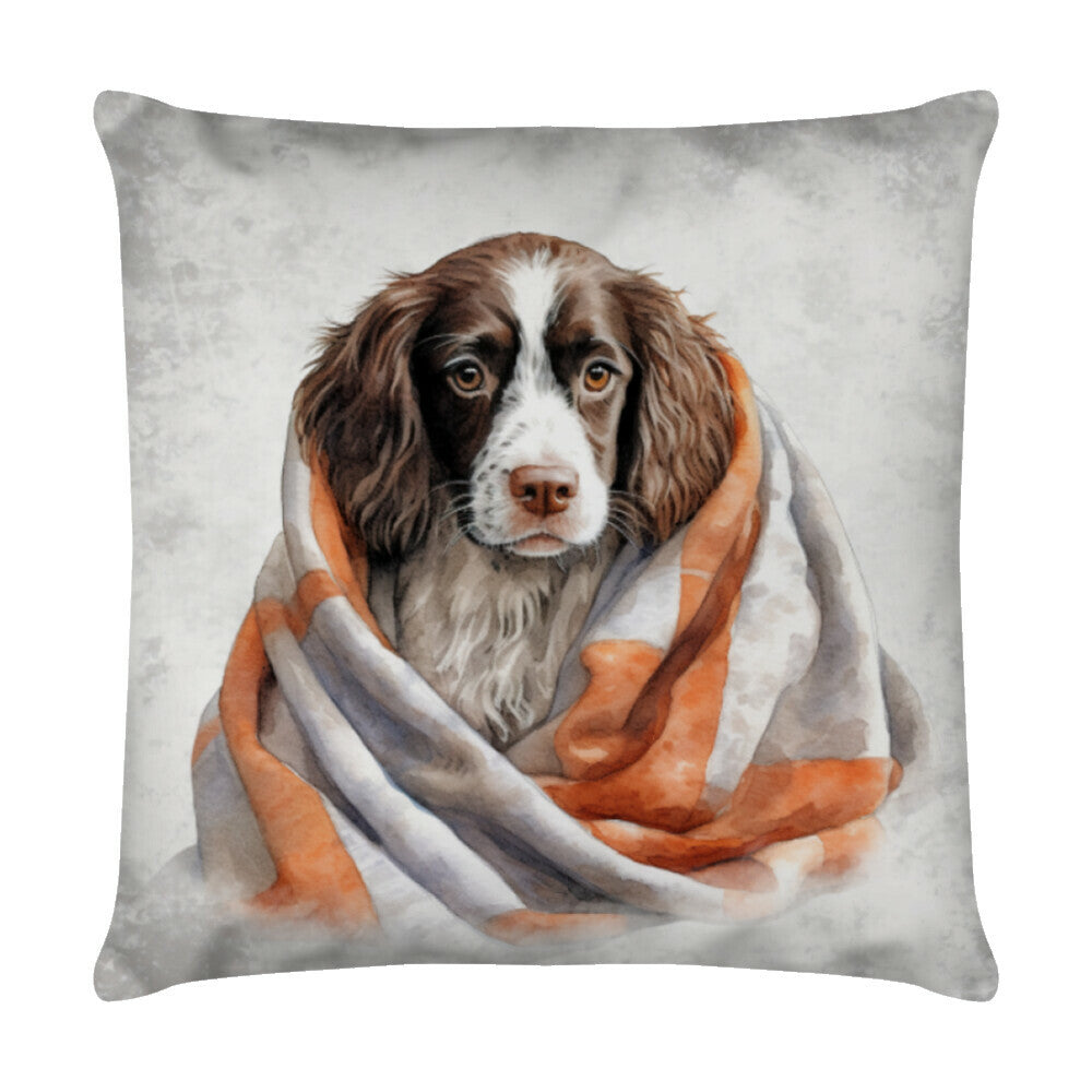 Kissen "Springer Spaniel - Kuscheln" Weiß – hunde-shirt.de