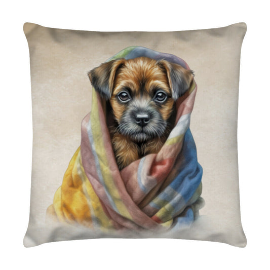 Kissen "Border Terrier - Kuscheln" Weiß – hunde-shirt.de