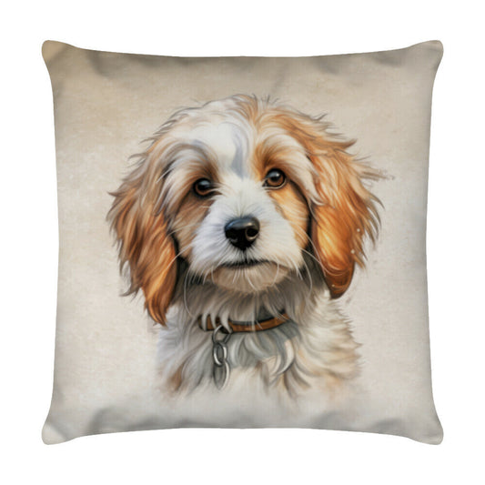 Kissen "Bologneser - Beige" Weiß – hunde-shirt.de
