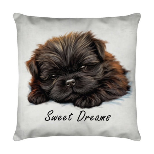 Kissen "Affenpinscher Puppy - Sweet Dreams" Weiß – hunde-shirt.de