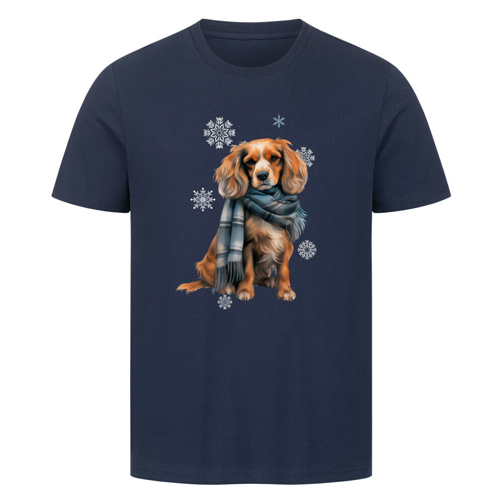 Premium T-Shirt "English Cocker Spaniel Winter" French Navy – hunde-shirt.de