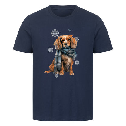 Premium T-Shirt "English Cocker Spaniel Winter" French Navy – hunde-shirt.de
