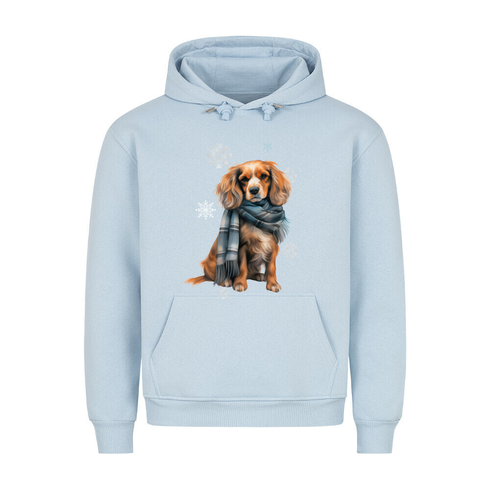 Premium Hoodie "English Cocker Spaniel Winter" Babyblau – hunde-shirt.de