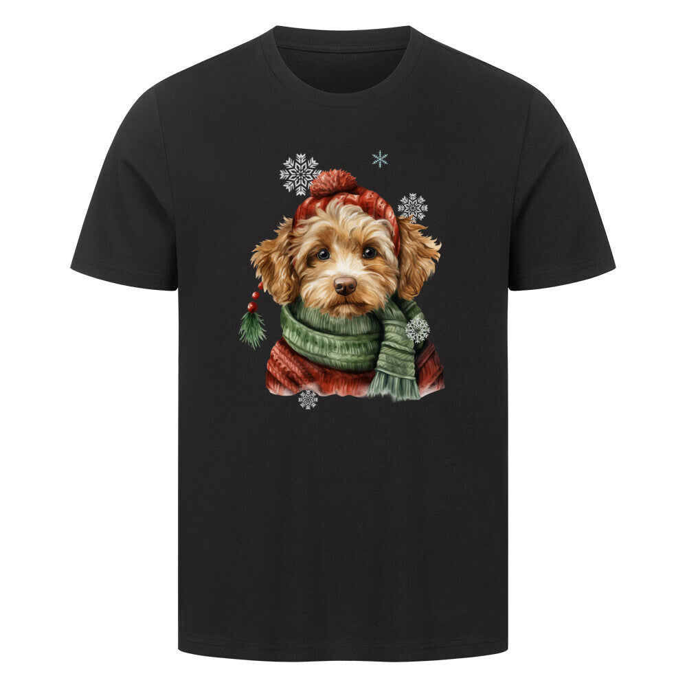 Premium T-Shirt "Cockapoo Winter" Schwarz – hunde-shirt.de