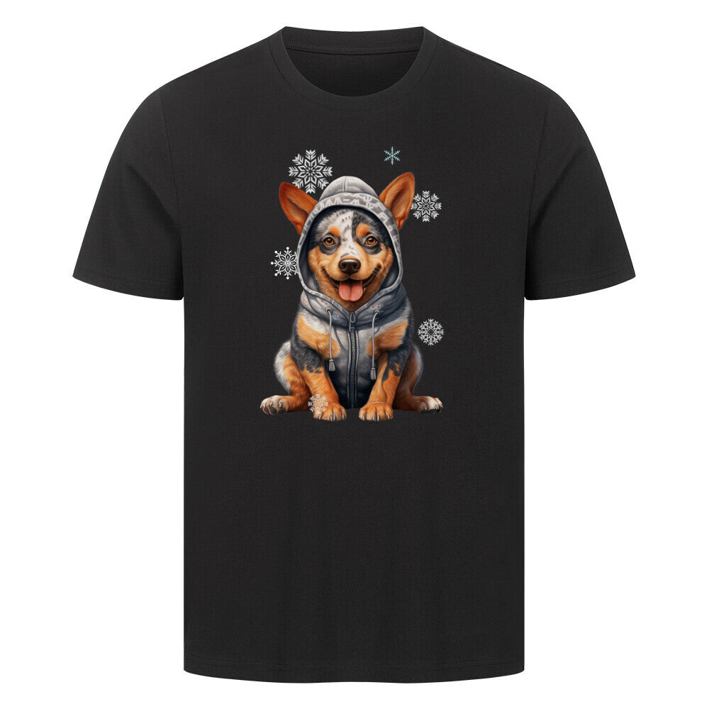 Premium T-Shirt "Australian Cattle Dog Winter" Schwarz – hunde-shirt.de