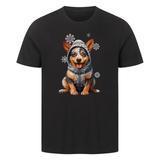 Premium T-Shirt "Australian Cattle Dog Winter" Schwarz – hunde-shirt.de