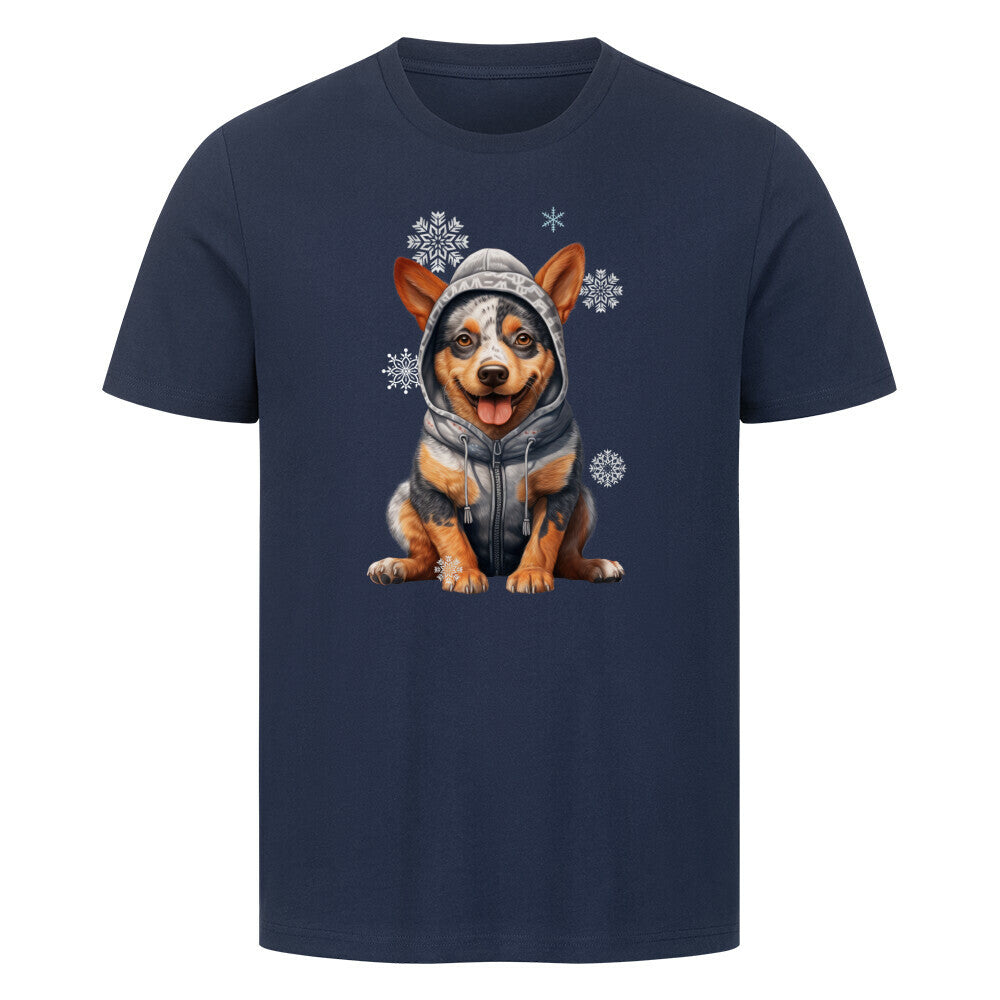 Premium T-Shirt "Australian Cattle Dog Winter" French Navy – hunde-shirt.de