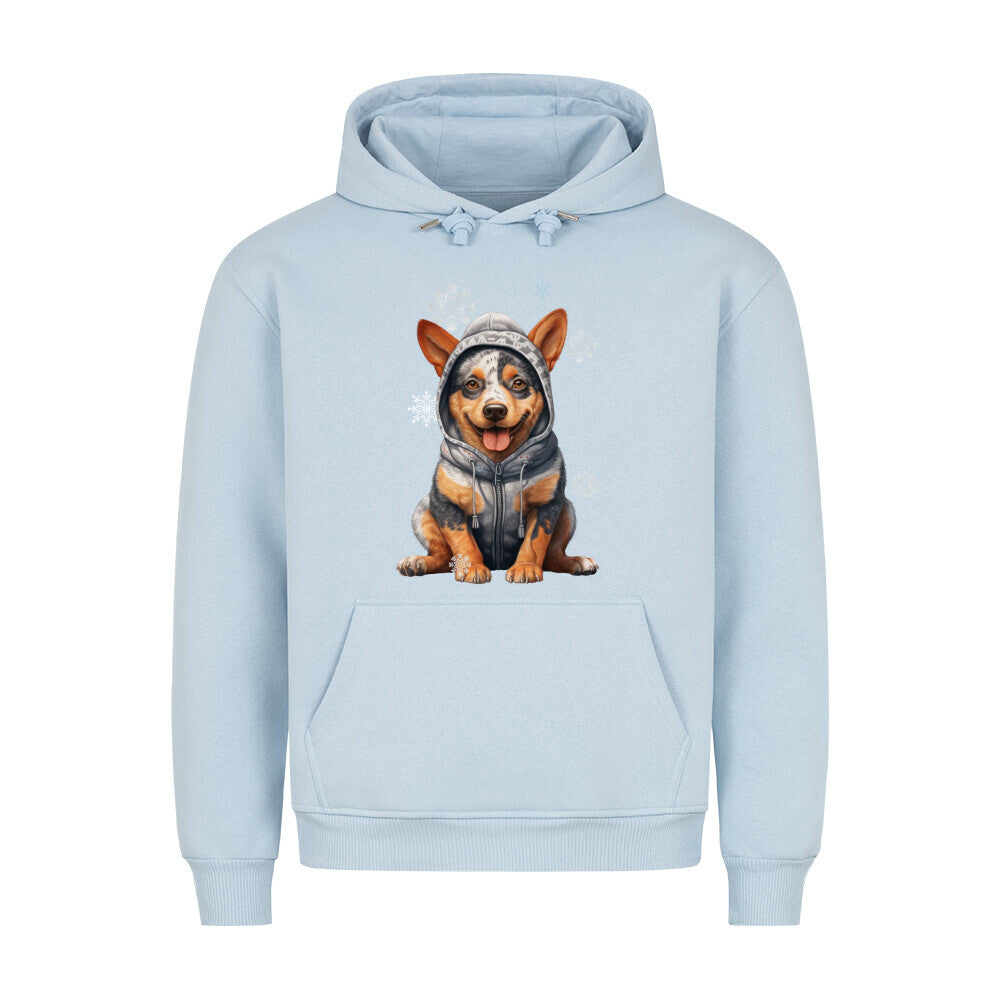Premium Hoodie "Australian Cattle Dog Winter" Babyblau – hunde-shirt.de