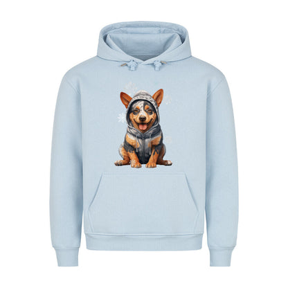Premium Hoodie "Australian Cattle Dog Winter" Babyblau – hunde-shirt.de