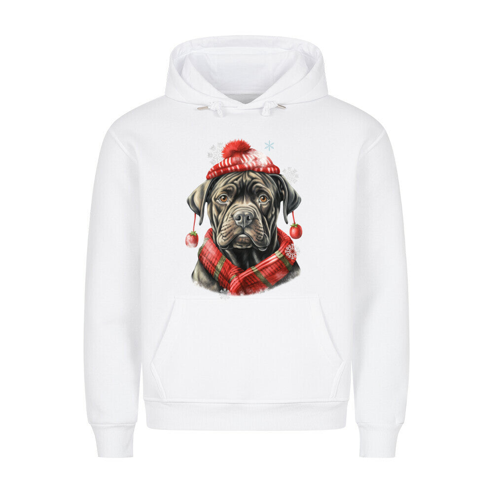 Premium Hoodie "Cane Corso Winter rot" Weiß – hunde-shirt.de