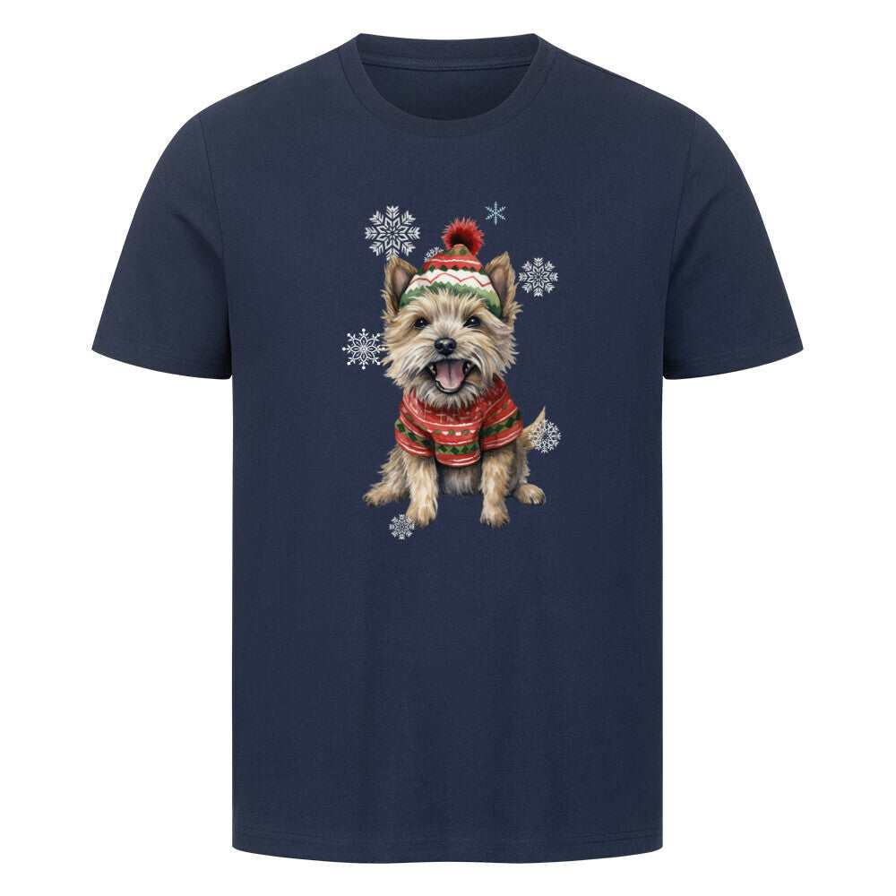 Premium T-Shirt "Cairn Terrier Winter" French Navy – hunde-shirt.de