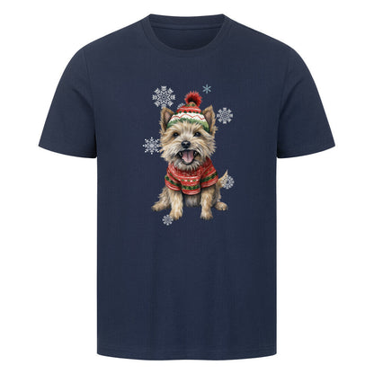 Premium T-Shirt "Cairn Terrier Winter" French Navy – hunde-shirt.de