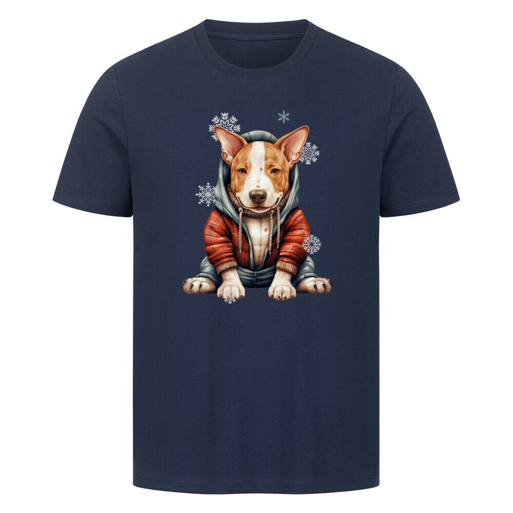 Premium T-Shirt "Bullterrier Winterbub" French Navy – hunde-shirt.de