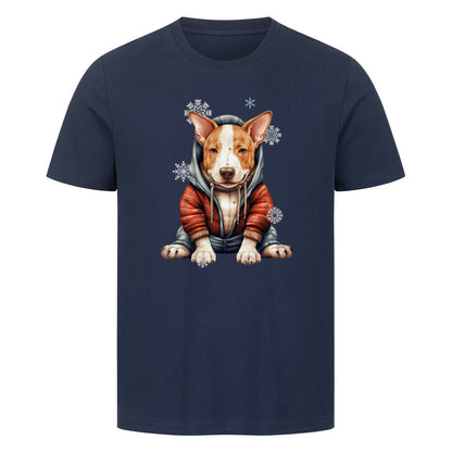 Premium T-Shirt "Bullterrier Winterbub" French Navy – hunde-shirt.de