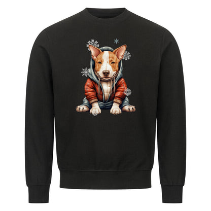 Premium Sweatshirt "Bullterrier Winterbub" Schwarz – hunde-shirt.de