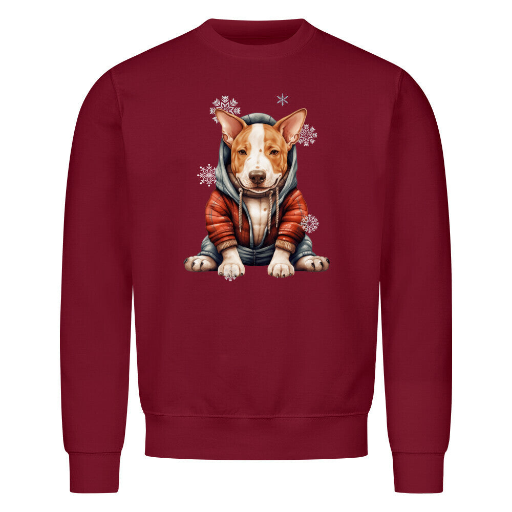 Premium Sweatshirt "Bullterrier Winterbub" Burgunder – hunde-shirt.de