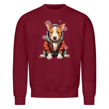 Premium Sweatshirt "Bullterrier Winterbub" Burgunder – hunde-shirt.de