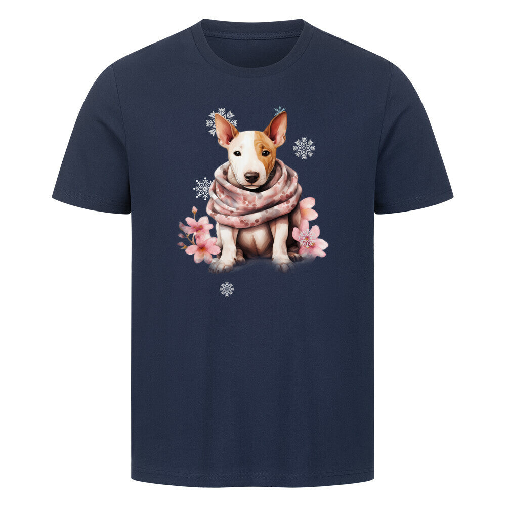 Premium T-Shirt "Bullterrier Wintermädchen" French Navy – hunde-shirt.de
