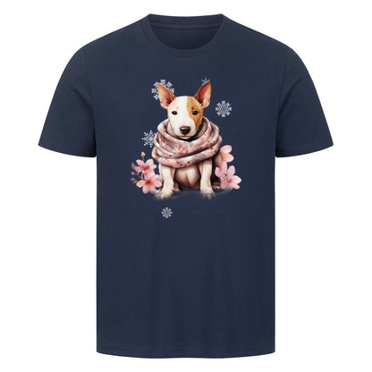 Premium T-Shirt "Bullterrier Wintermädchen" French Navy – hunde-shirt.de