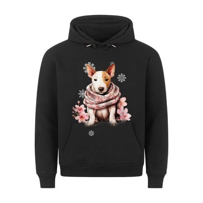 Premium Hoodie "Bullterrier Wintermädchen" Schwarz – hunde-shirt.de