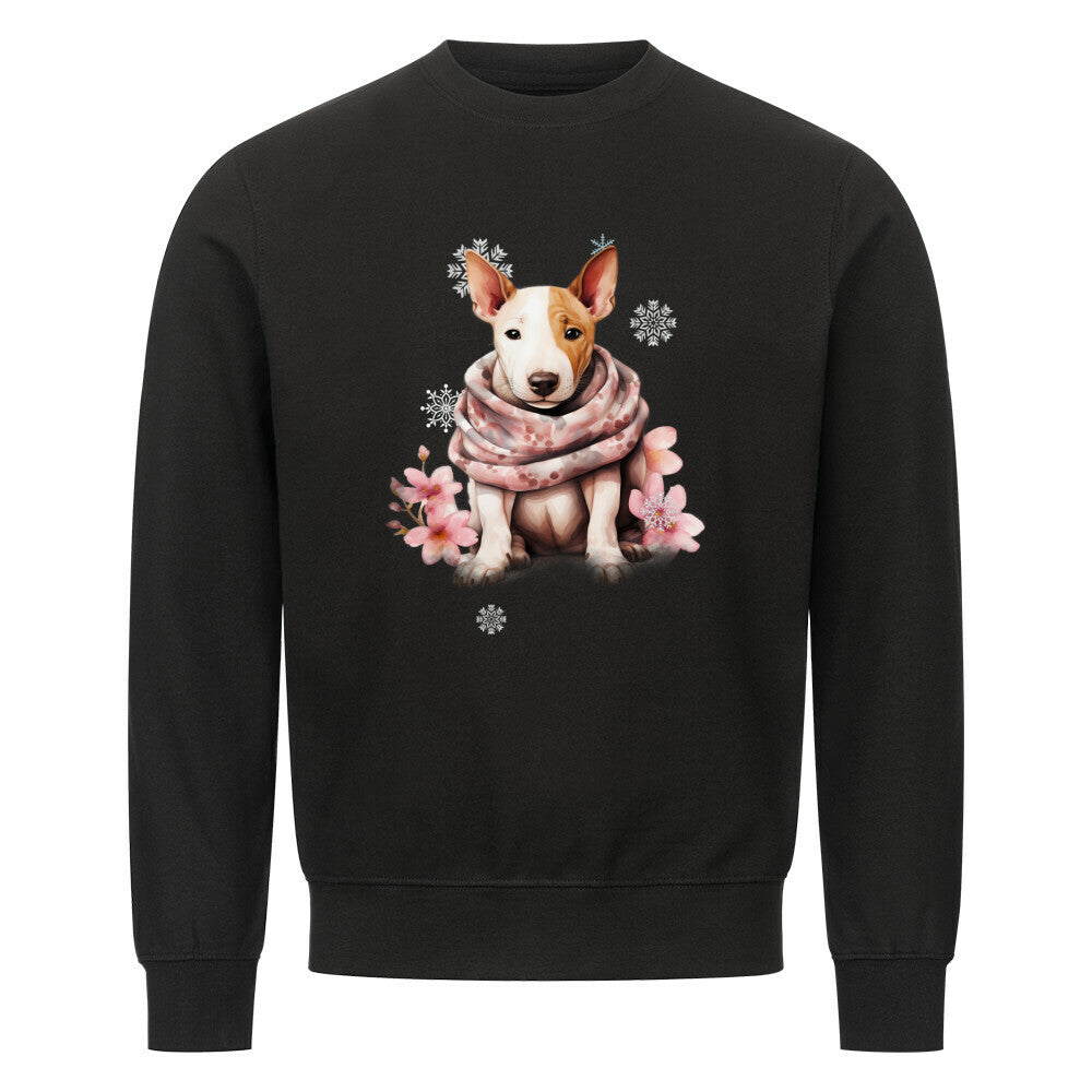 Premium Sweatshirt "Bullterrier Wintermädchen" Schwarz – hunde-shirt.de